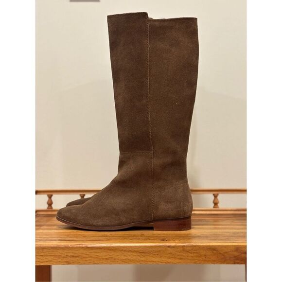 NWT Roolee Women's Tall Suede Knee High Stretch Riding Boot Brown Size 7 - Picture 2 of 9